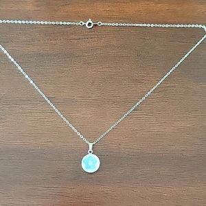 Epoxy flower necklace, Rhodium plated SS Chain